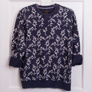 CPO Provisions Navy Terry Crew Neck Sweatshirt w/ White Florals